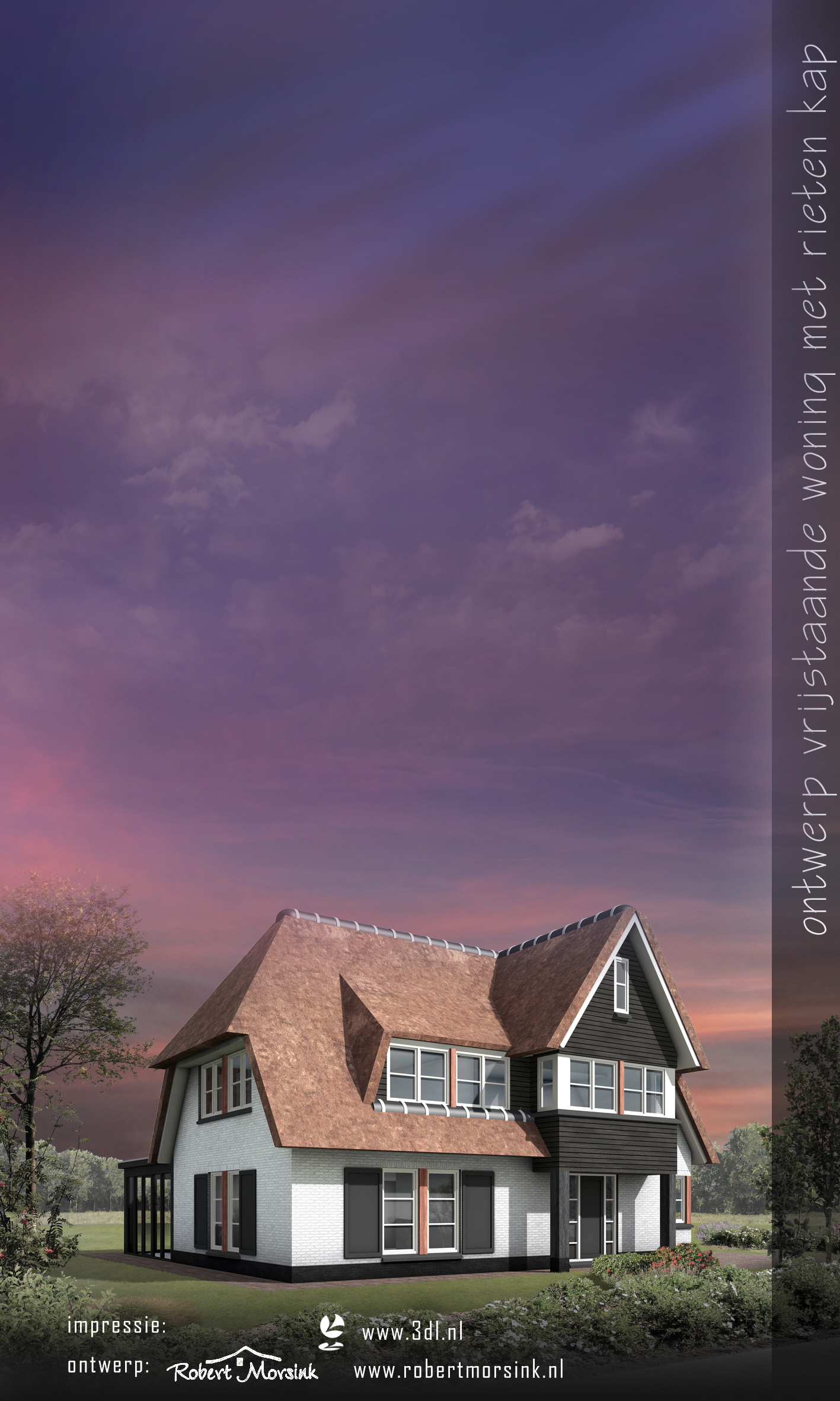 3d artist impression woonhuis met rietkap